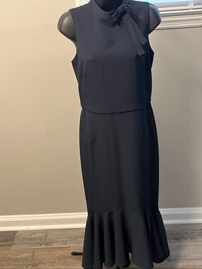 Maggy London Sleeveless Black Bow-Accent Midi Dress